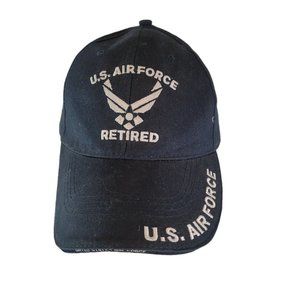 U. S. Air Force Retired Eagle Crest Navy Blue Cotton Baseball Hat Cap One Size